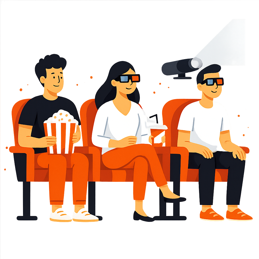 People watching cinema